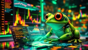 仮想通貨市場を分析するAIのカエル