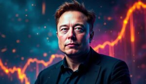 イーロン・マスク氏の影響で急騰するミームコインGorkを抽象的に表現した画像