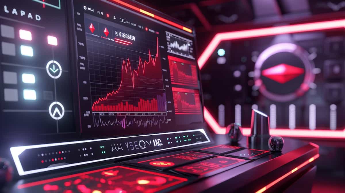 仮想通貨プレセールとディスプレイに映っているチャート