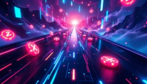 Solaxy（SOLX）がスピードと大規模成長を象徴する近未来的なブロックチェーンのイメージ