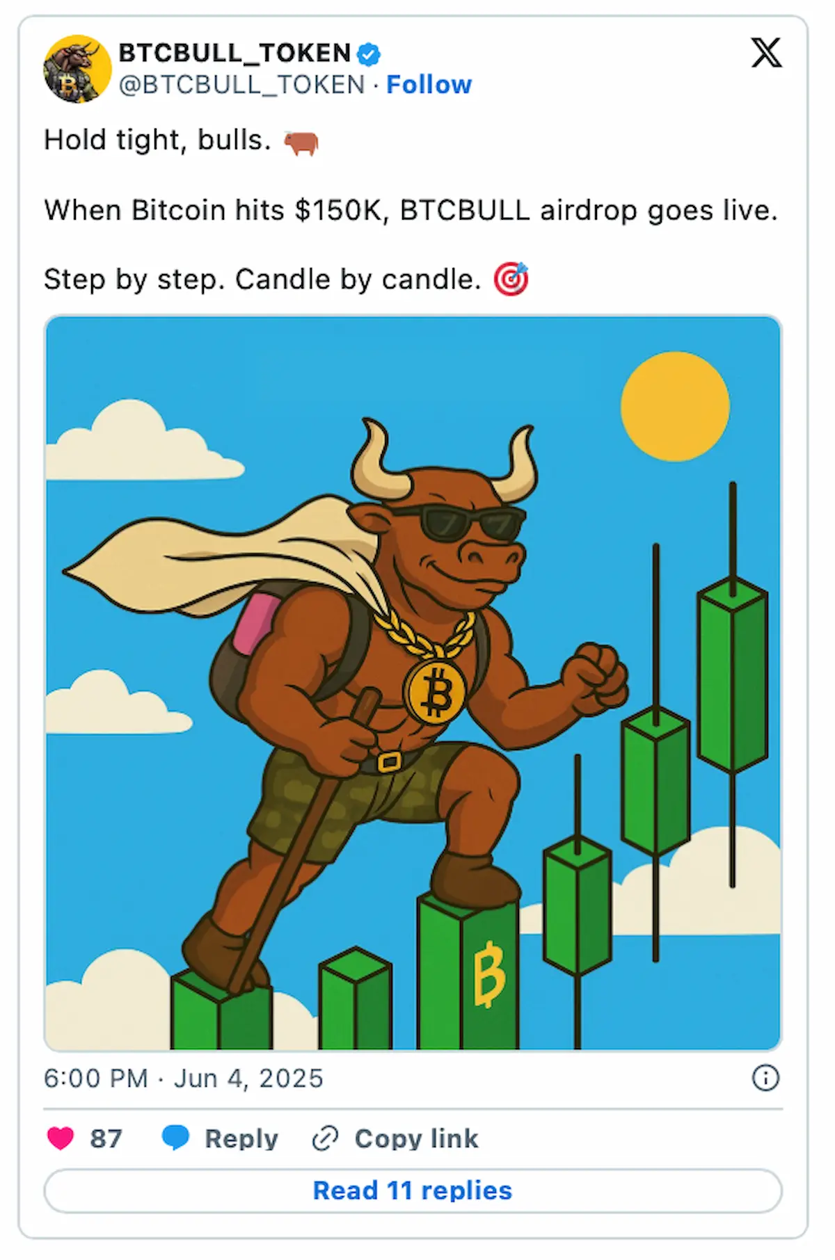 BTC-Bull-Token-空へ登っていくマント姿の牛