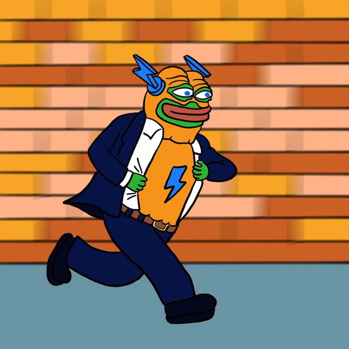 マスクを被ったカエルの走り