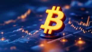投資ポートフォリオの中心に輝くビットコインのシンボル