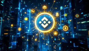 中央集権型取引所とDeFiが融合する未来的なイメージ
