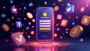 ソーシャルログインと仮想通貨ウォレットを表現する未来的なインターフェース