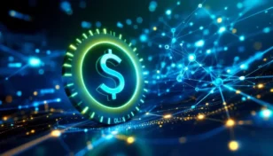 未来的なネットワークを背景に輝くSolaxy(SOLX)のシンボル