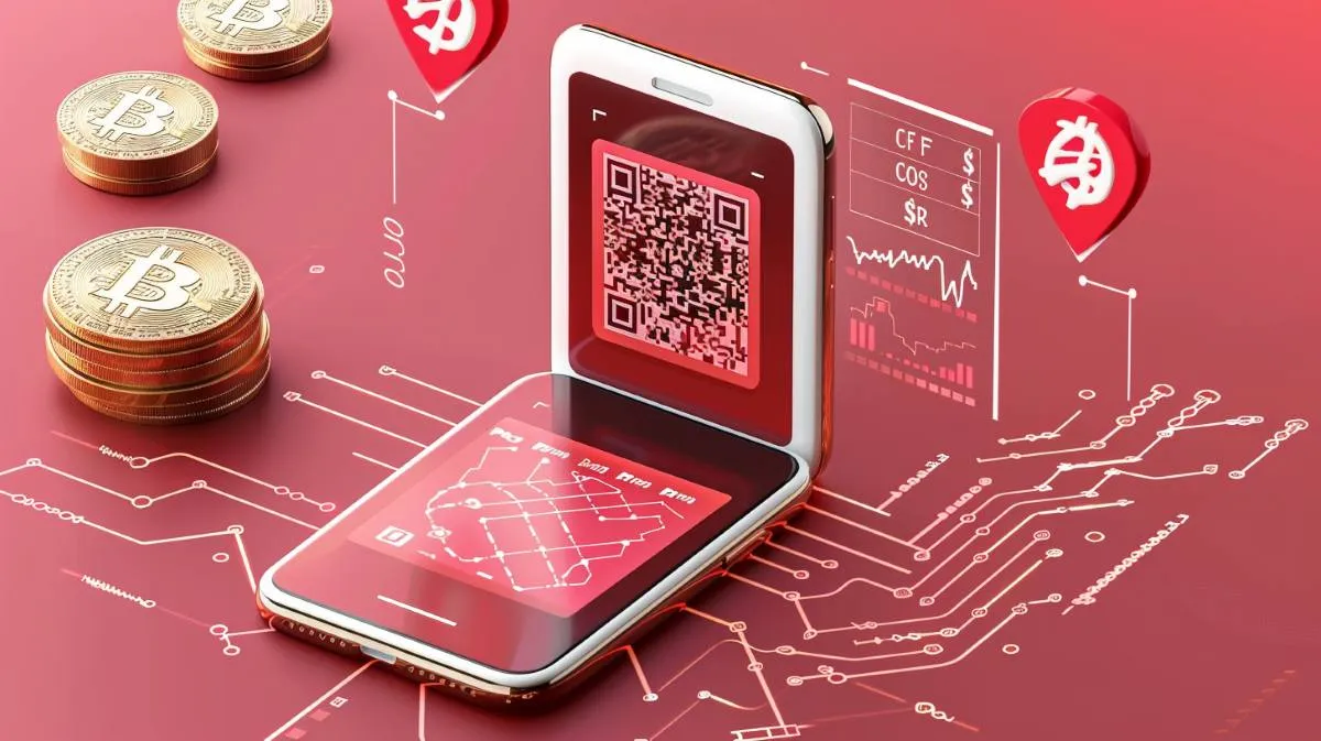 QRコード表示の折り畳みビットコインアプリ