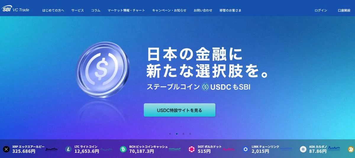SBI-VCトレード公式トップ画面
