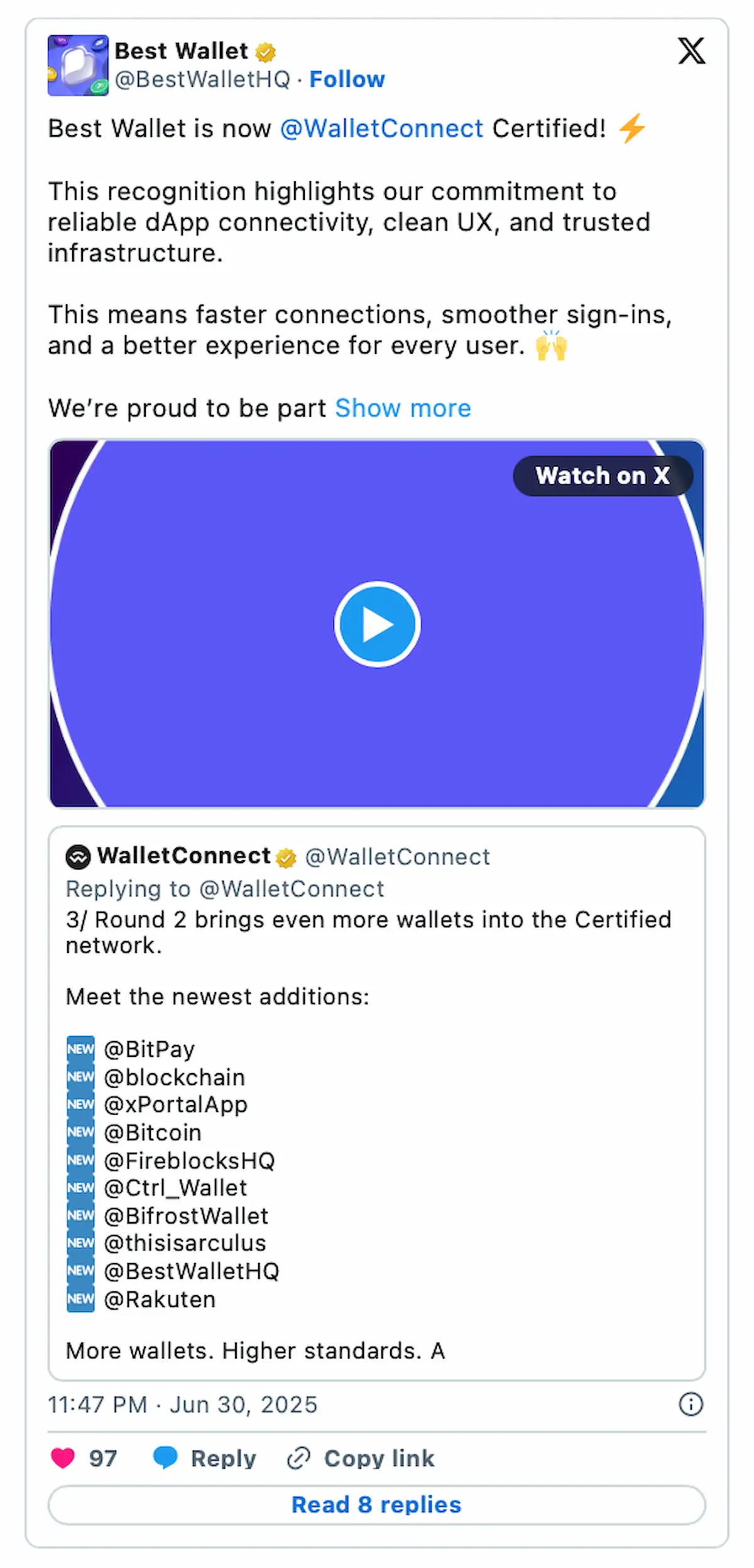 Best-Wallet-公式Xのポスト 