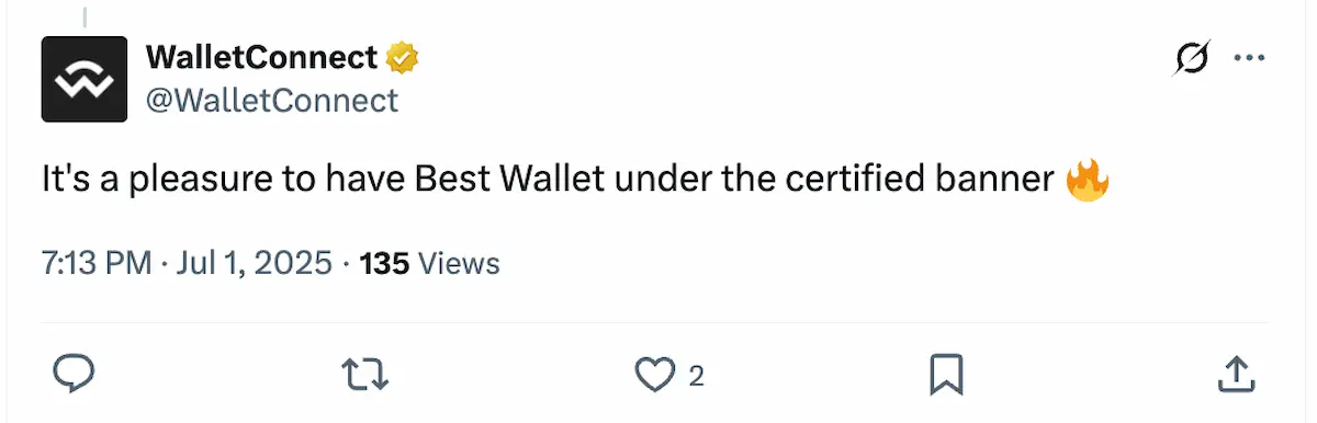 Best-Wallet-WalletConnect-Xの公式ポスト