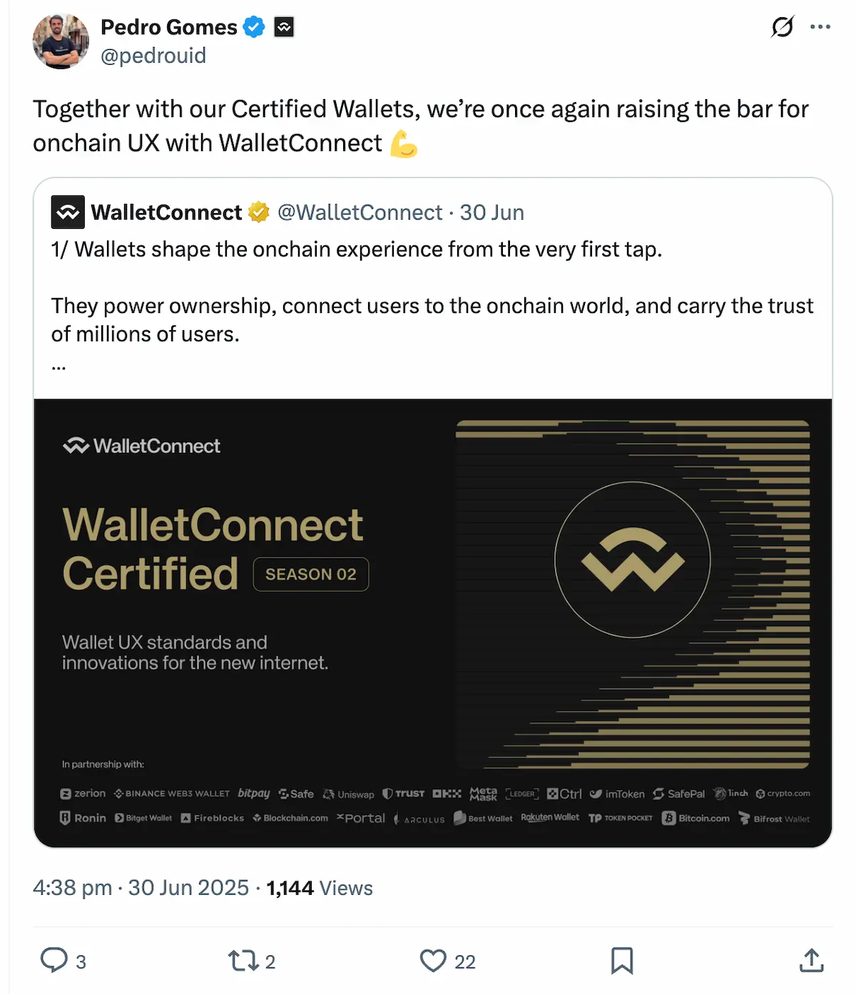 Best-Wallet-WalletConnect-Xの公式ポストをリプしたもの