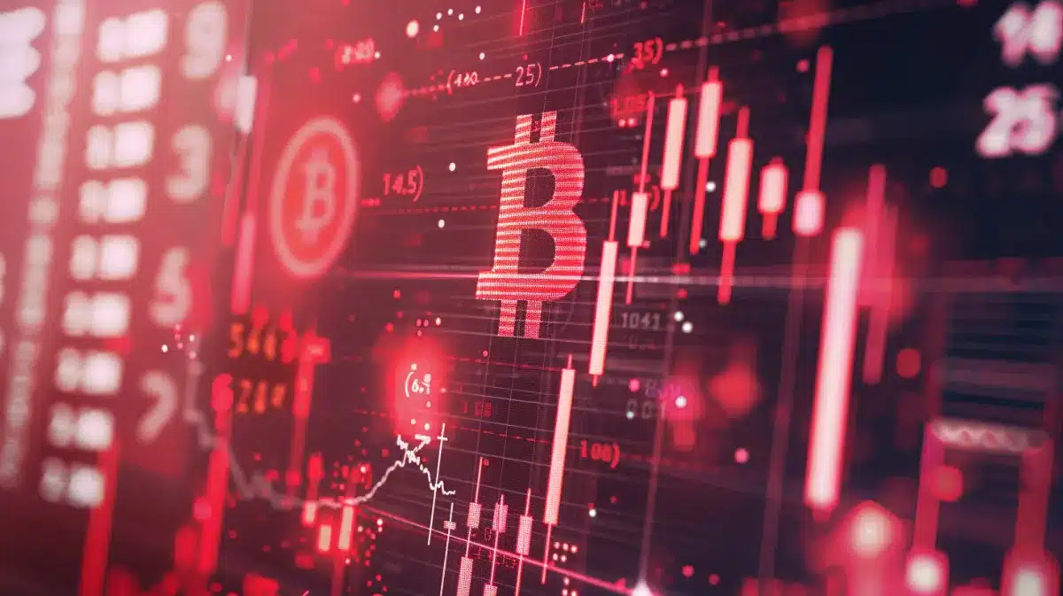 Bitunix評判-赤いビットコインとチャートのイメージ