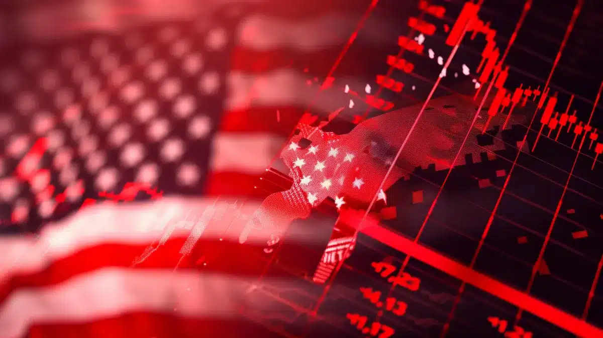 米国株おすすめ-アメリカ国旗とチャート