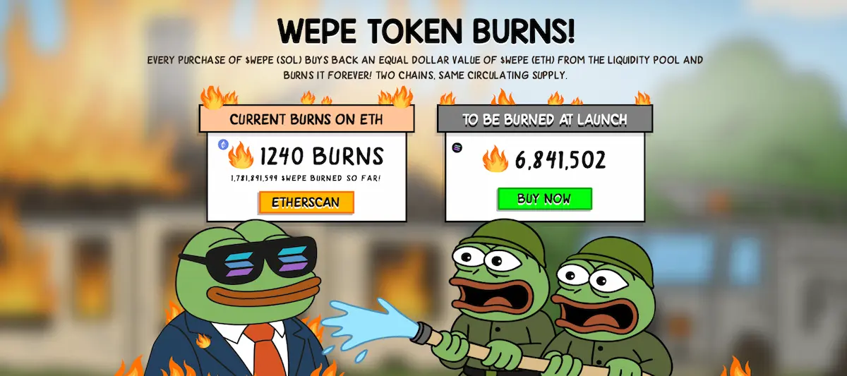 WEPEトークンのバーン状況を示す公式ページのイラスト