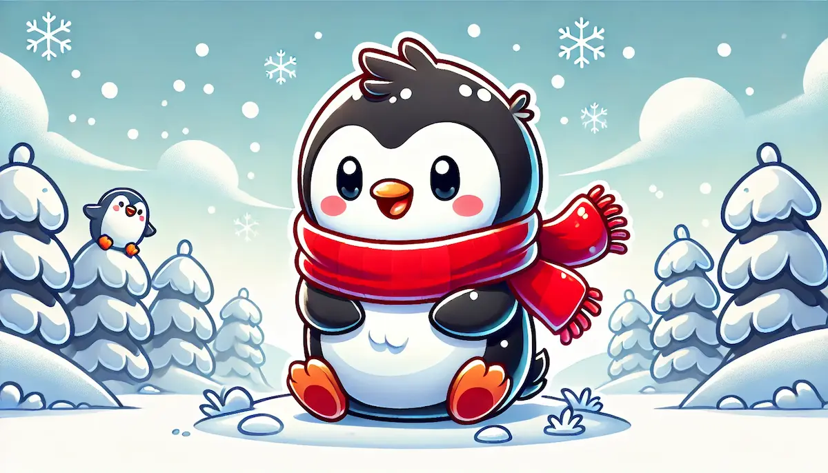 雪の中に佇む可愛いペンギン