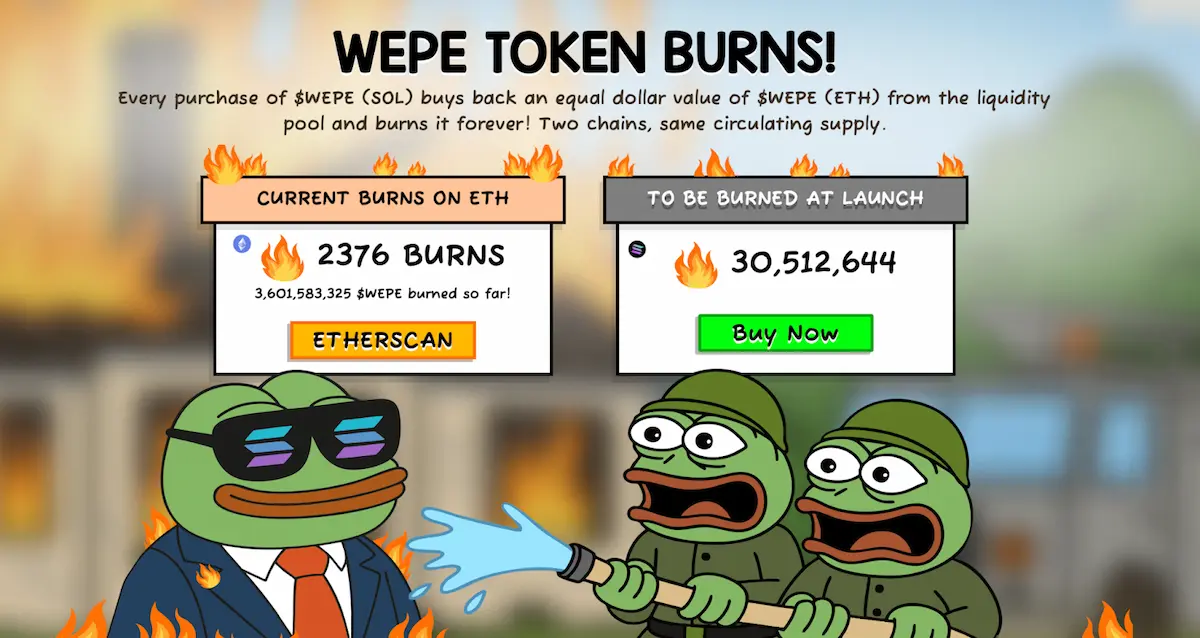 Wall Street Pepeがトークンバーンを強調する公式風イラスト