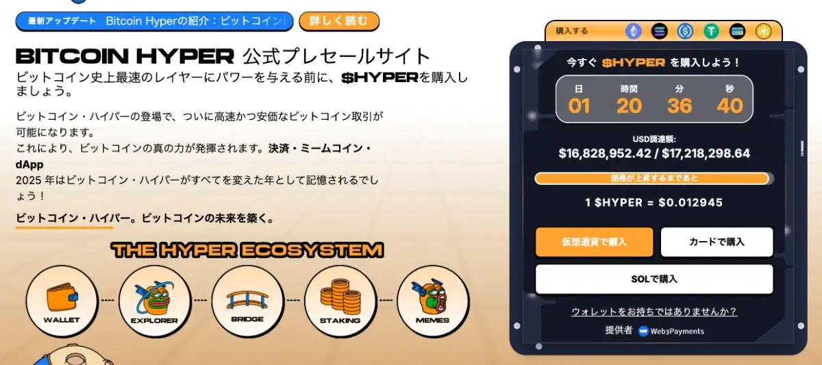 Bitcoin HyperのICOが1680万ドルを突破