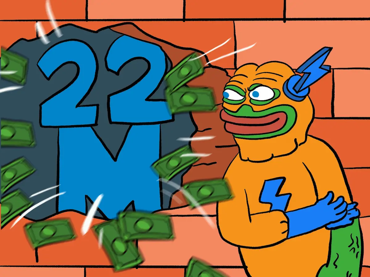 資金調達2200万ドル突破を表すBitcoin Hyperのイラスト