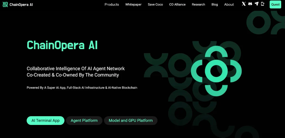 ChainOpera AI（COAI）の公式サイト