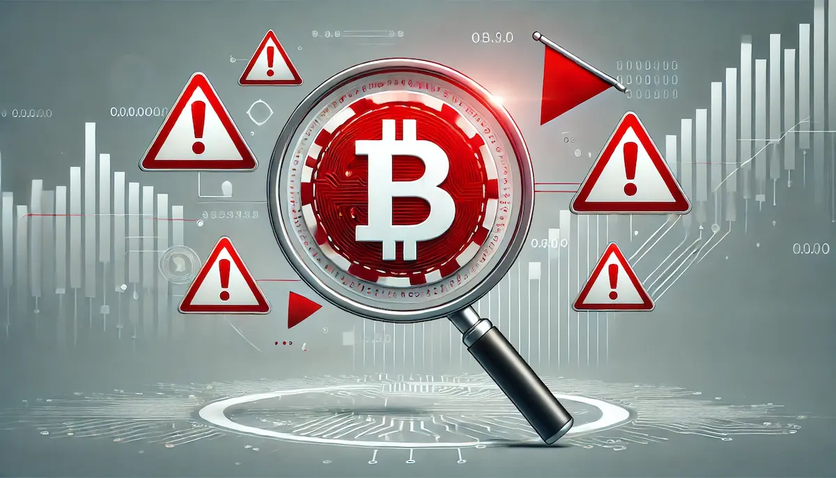 仮想通貨のリスクや詐欺注意を象徴するイメージ