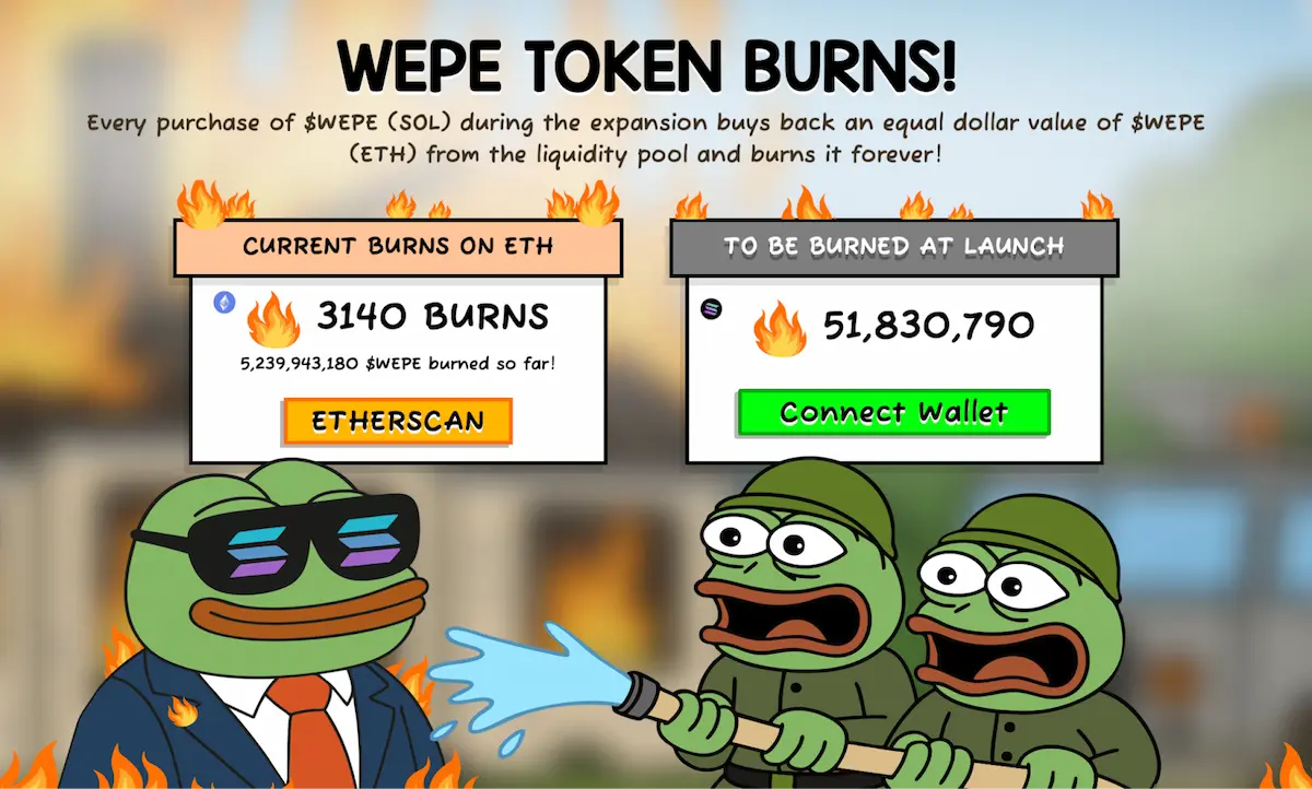 Wall Street Pepeのトークンバーンを説明するイラスト