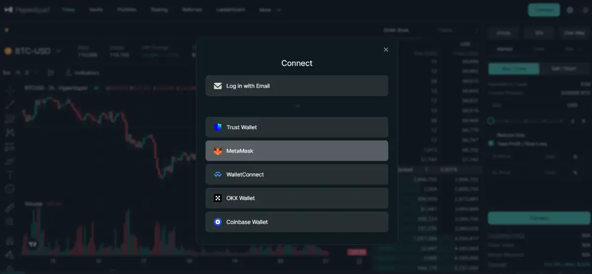 ハイリキ　仮想通貨-Hyperliquidへのウォレット接続2
