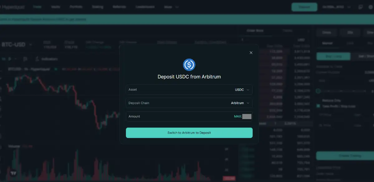 ハイリキ　仮想通貨-Hyperliquidへの入金2