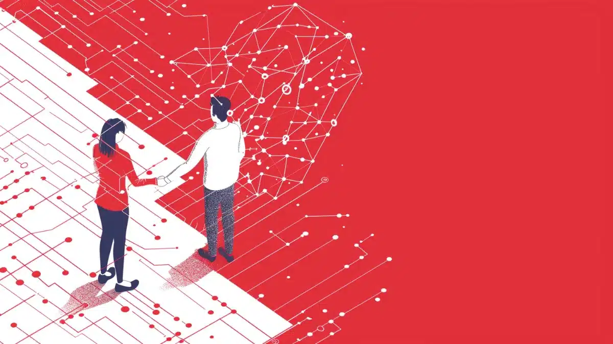 ピアツーピア（P2P）で繋がる男女のイメージ