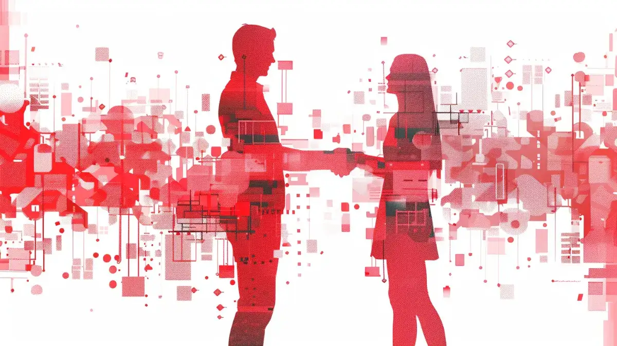 ピアツーピア（P2P）で繋がる男女のイメージ