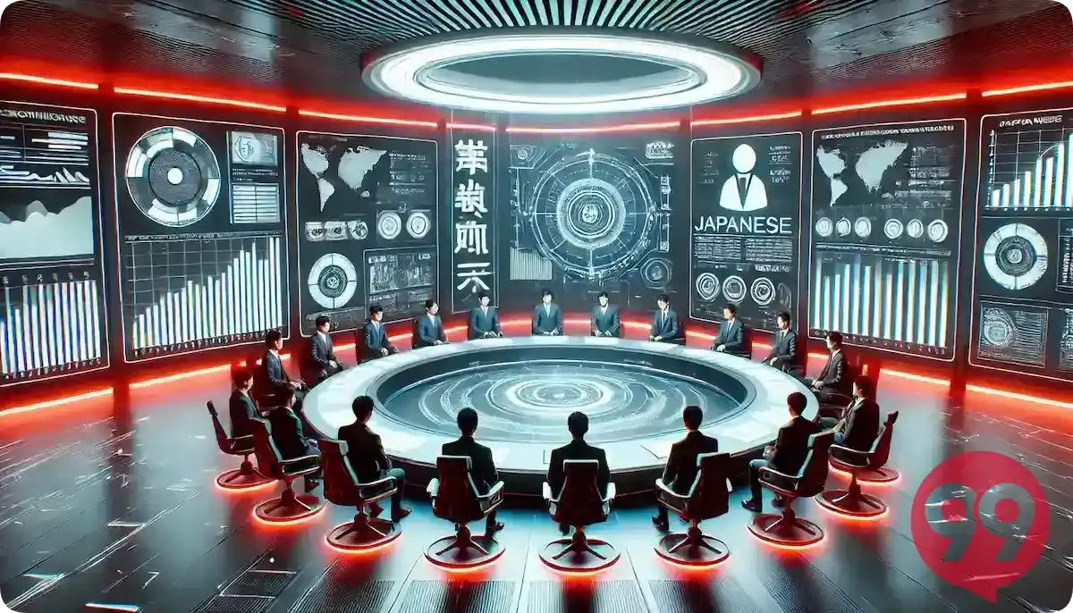 メタバース空間の円卓会議を表現したバーチャルオフィスのイメージ図