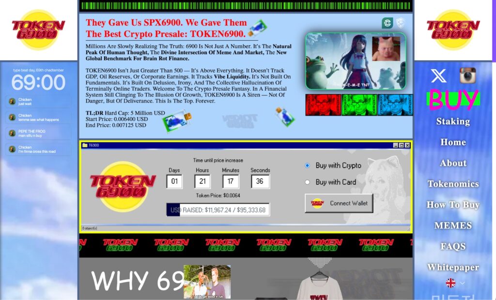 새로운 크립토 프리세일 오픈: 토큰6900, 다음 SPX6900이 될 수 있을까?