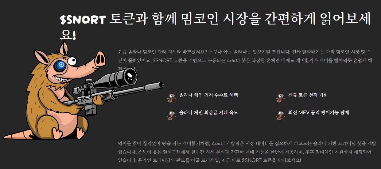 밈코인 스나이핑봇 스노터봇