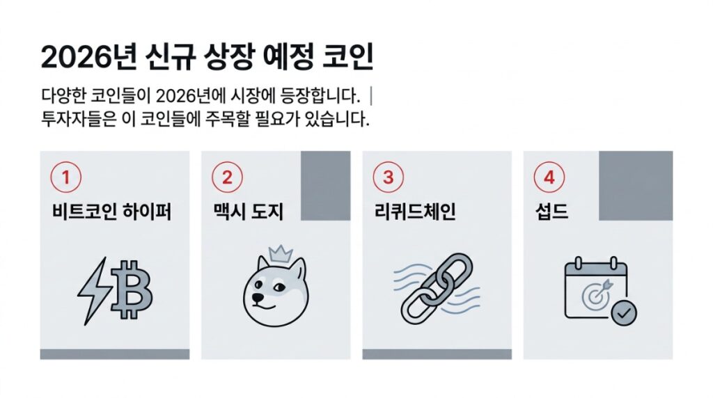 2026년 신규 상장 예정 코인 리스트 인포그래픽