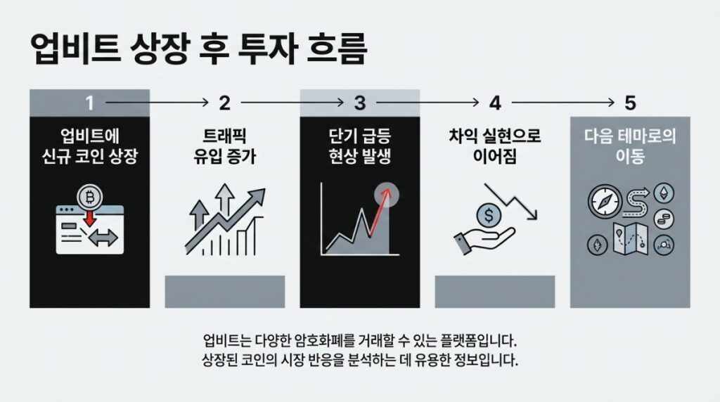 업비트 상장 후 투자 흐름 도식화
