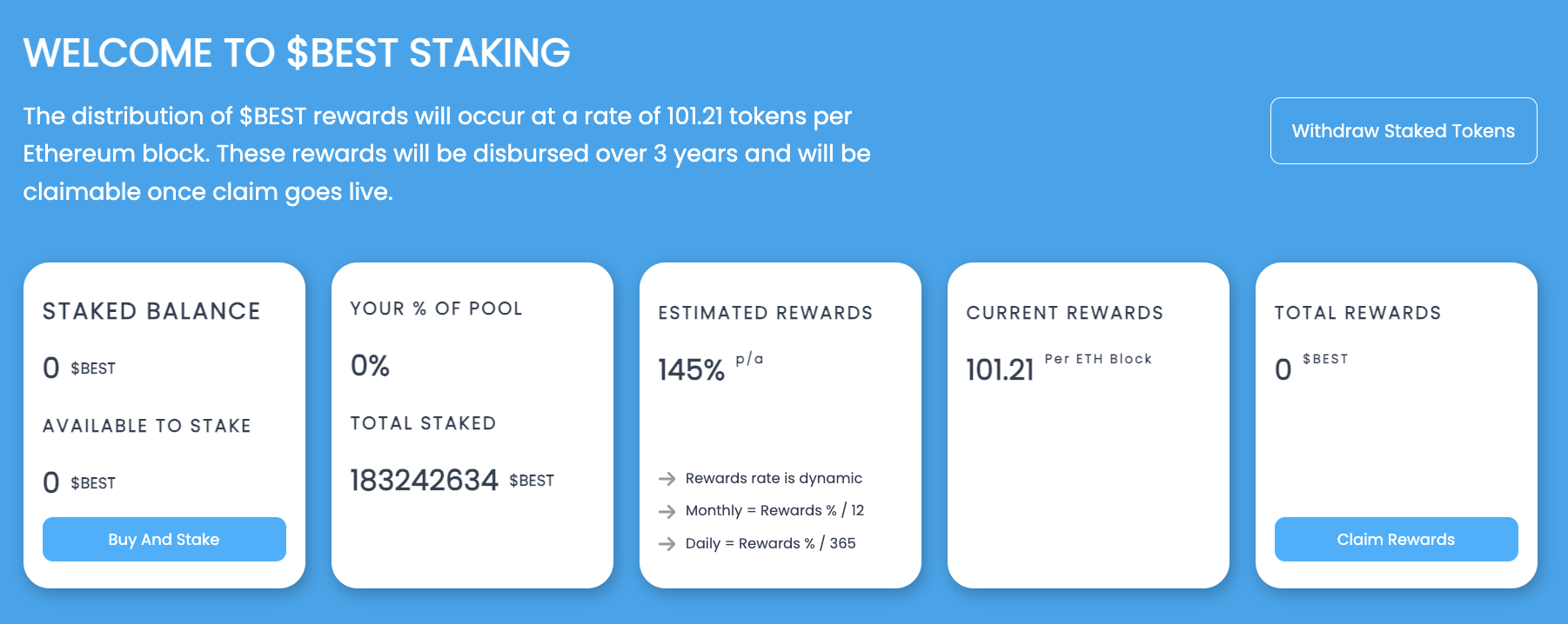 Staking beloningen $BEST Best Wallet