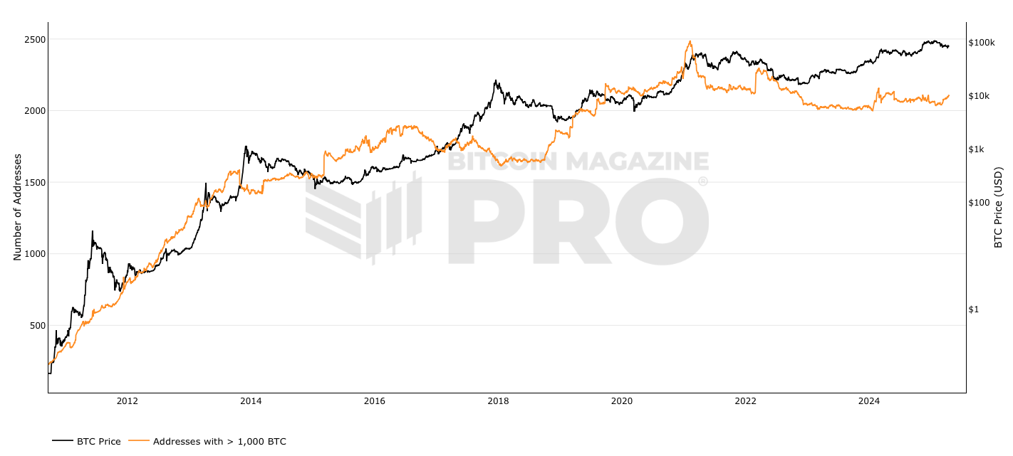 BTC Whale adressen - bron: Bitcoin Magazine Pro
