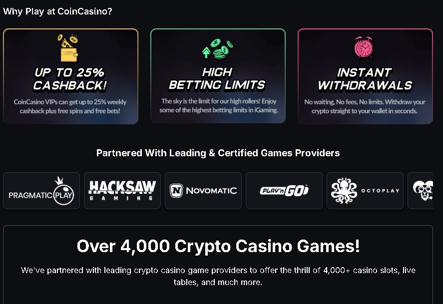 Crypto casino deposit no cashback bonussen