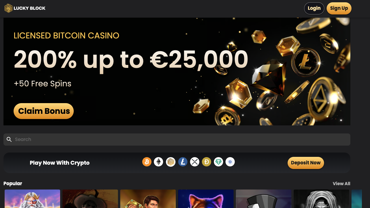 Homepage Lucky Block Bitcoin Casino
