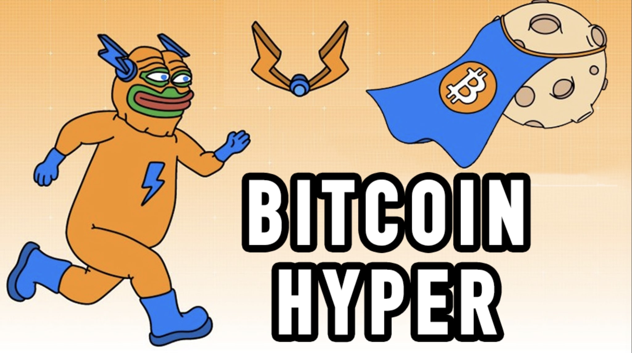 Bitcoin Hyper mascotte en vliegende cape.