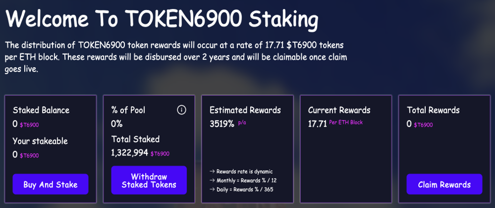 Beste opkomende crypto Token6900 staking