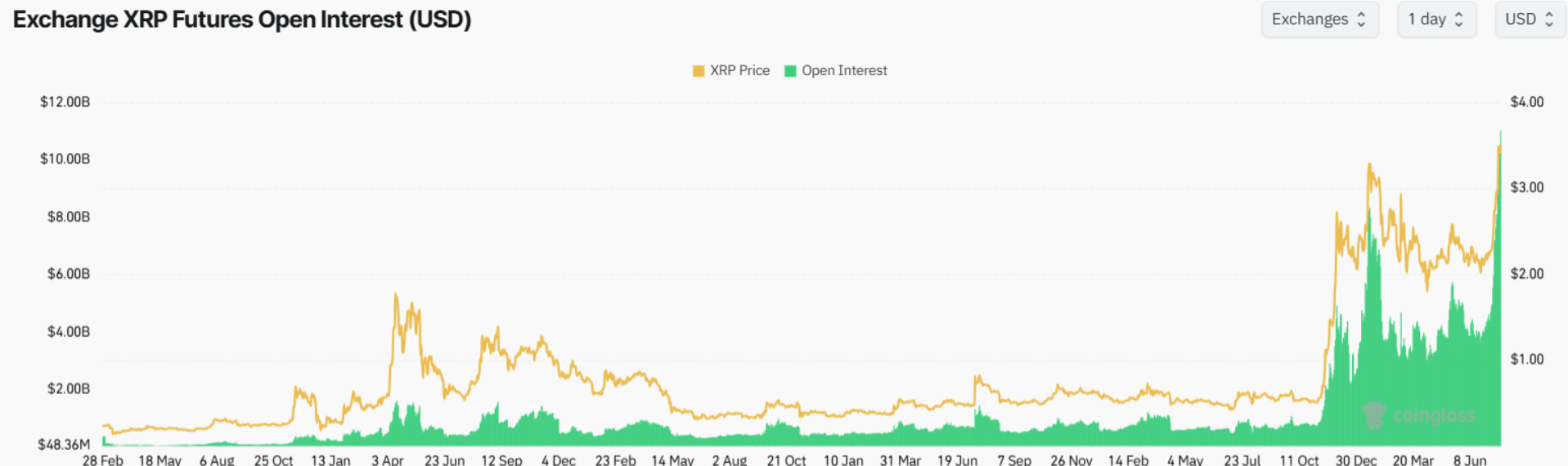 XRP Futures Open Interest - Bron: CoinGlass