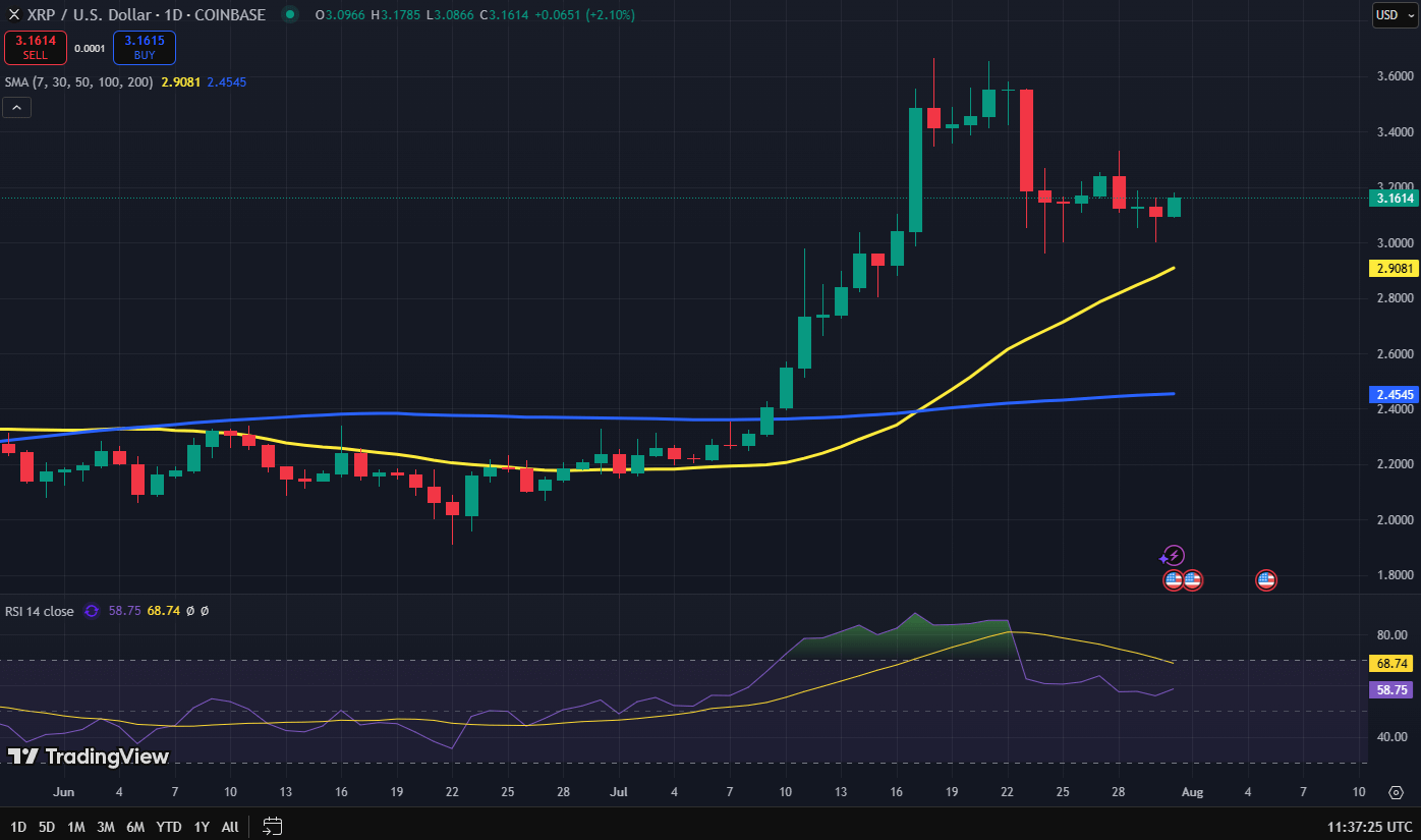 XRP koers grafiek