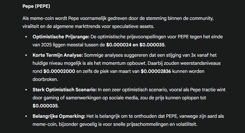 PEPE voorspelling, Gemini AI