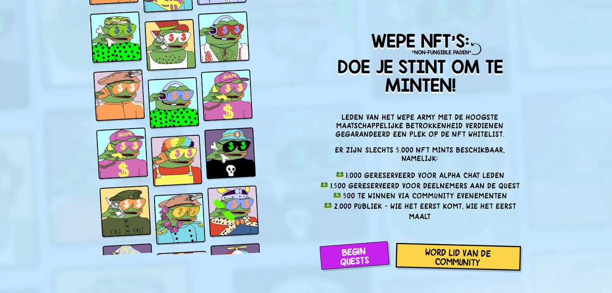 Wall Street Pepe pumpt 40% en 500M tokens worden geburnd na WEPE's debuut op Solana