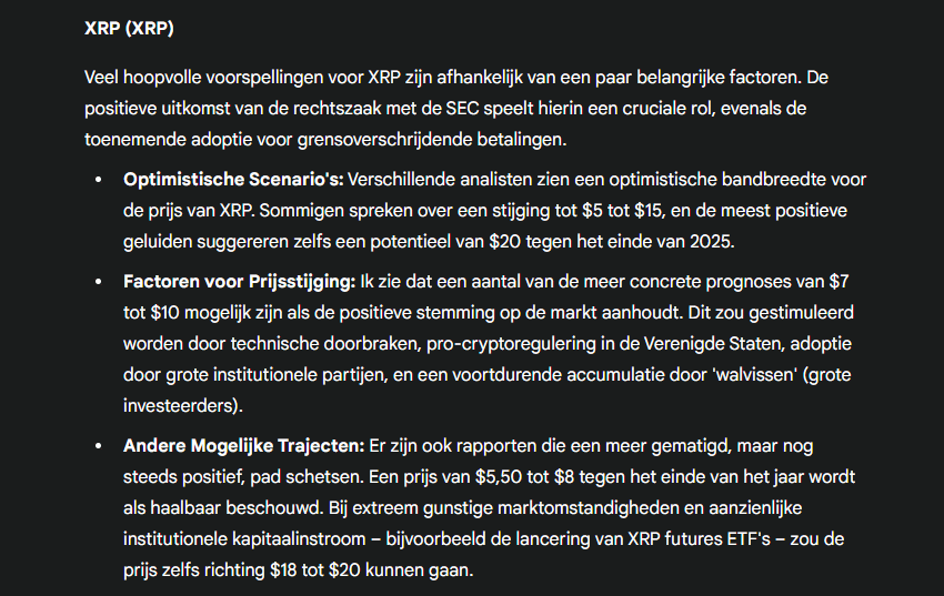 XRP voorspelling, Gemini AI