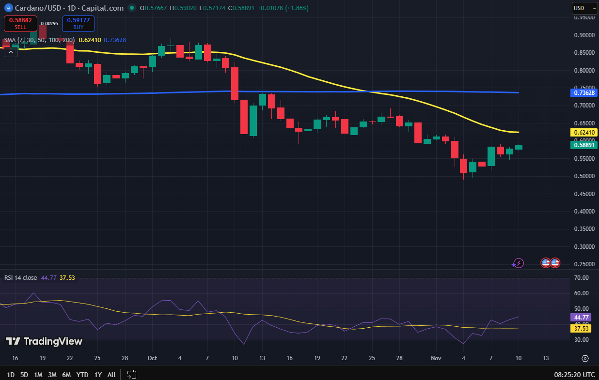 Cardano koers grafiek