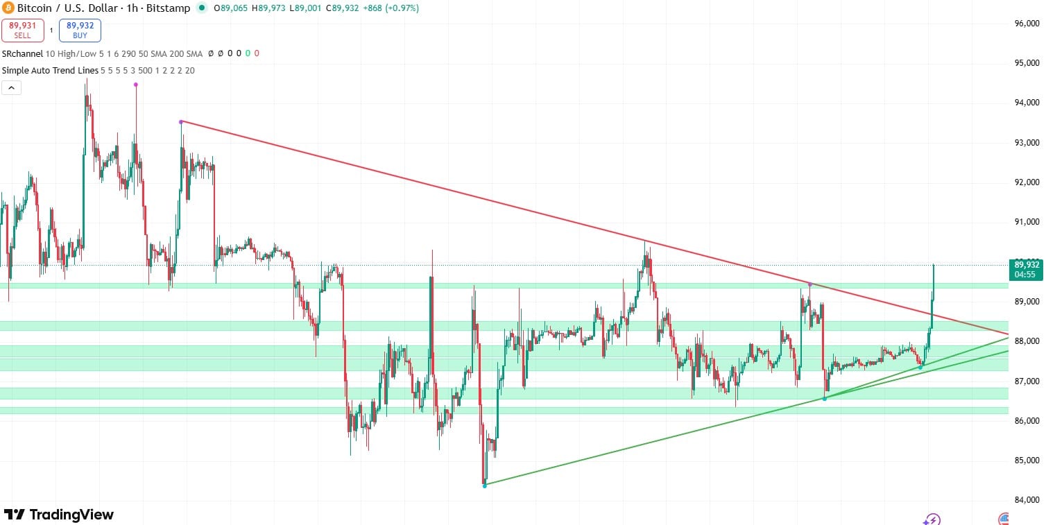 Bitcoin koers verwachting 29 december - bron: TradingView