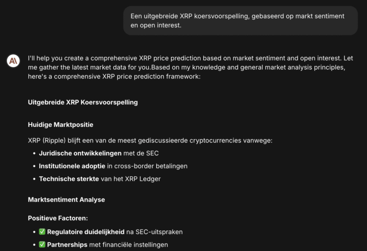 Analyse van XRP koers na open interest reset.