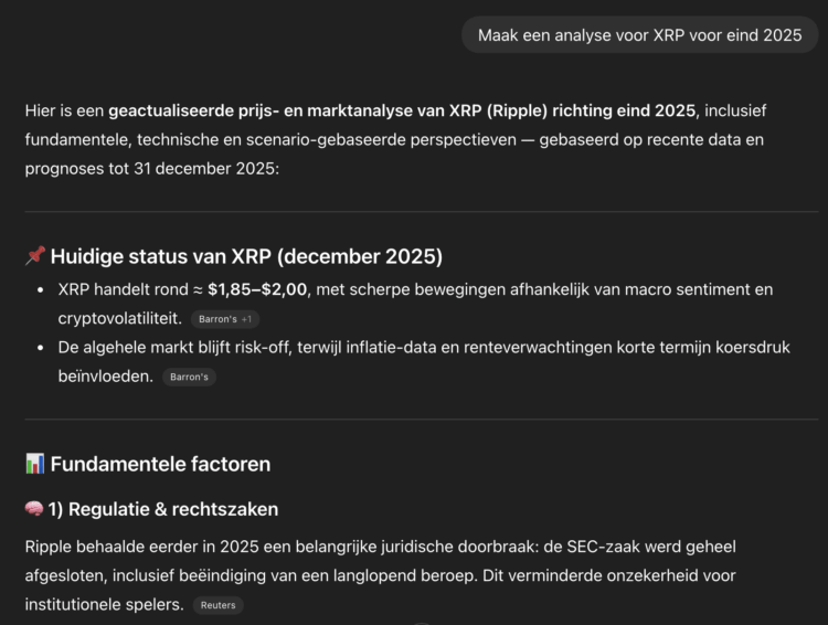 Ripple koers verwachting volgens AI.