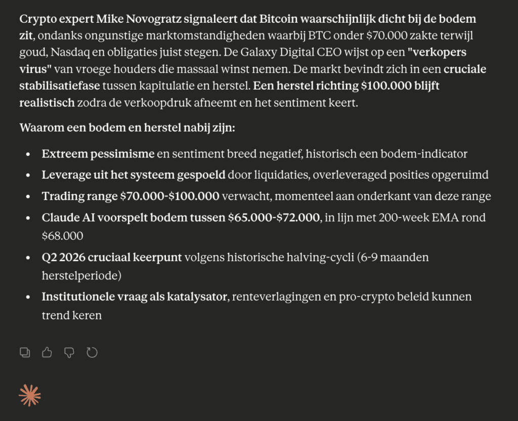Claude crypto bodem voorspelling